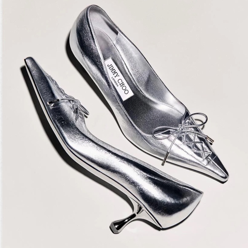 Jimmy Choo Metallic Silver Heels